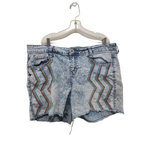 Truth be Told Jean Shorts Womens 20 High Rise Rainbow Stitch Design Light Wash
